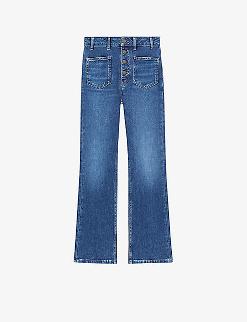 MAJE: Passion high-rise stretch-denim jeans
