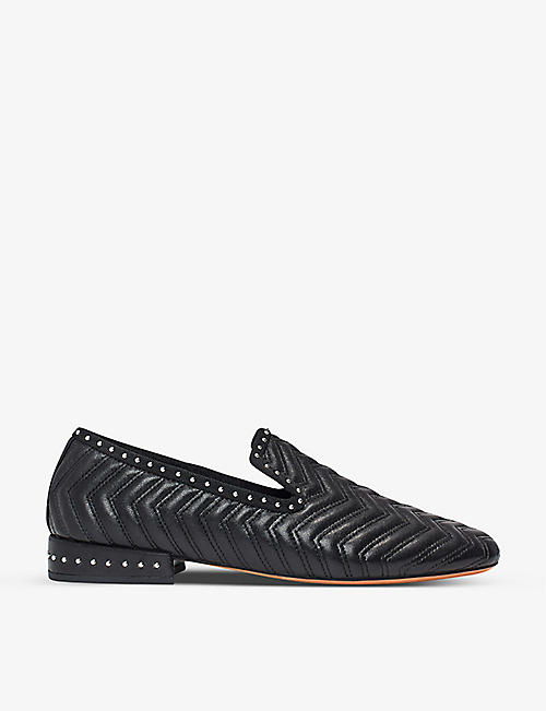 MAJE: Studded wave-stitched leather slippers