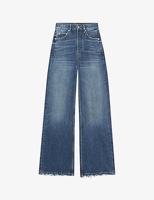 MAJE: Prairie wide-leg high-rise organic-cotton jeans