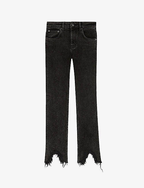 MAJE: Pachabfran raw-hem straight-leg mid-rise stretch-denim jeans