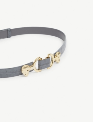 Maje Amor Croc Embossed Belt In Noir / Gris