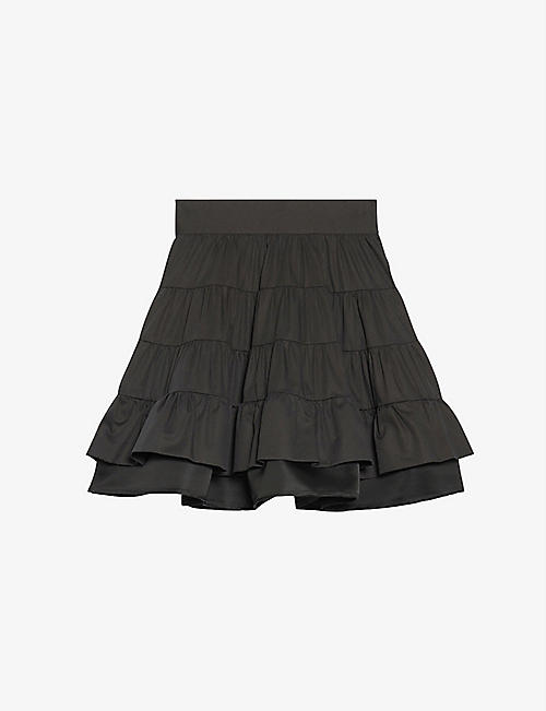 SANDRO: Fanfan ruffle-detail cotton mini skirt