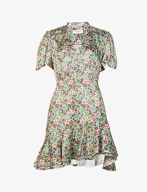 SANDRO: V-neck floral-print satin dress