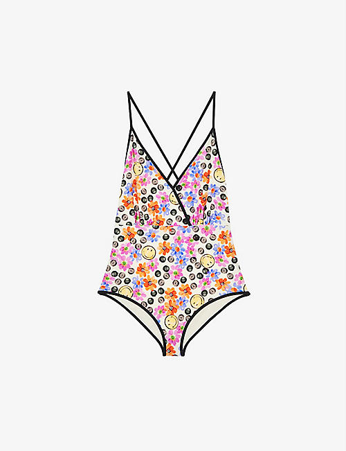 SANDRO: Smiley® floral-print swimsuit