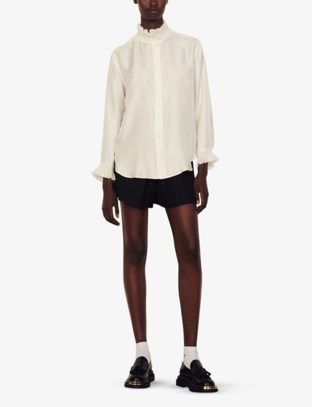 Haby ruffled collar silk shirt