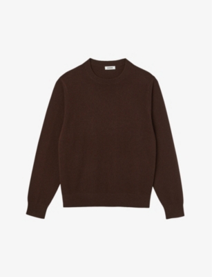 Sandro Mens Bruns Long-sleeve Crewneck Cashmere Jumper