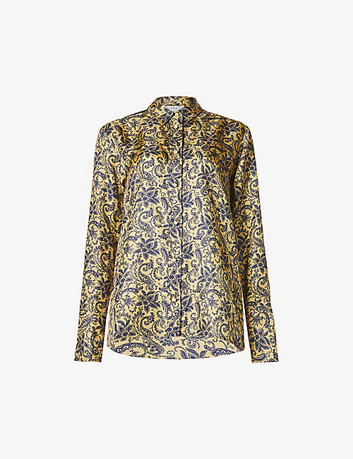 SANDRO: Lumiere floral-print silk shirt