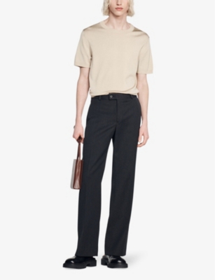 SANDRO: Crewneck classic-fit knitted T-shirt