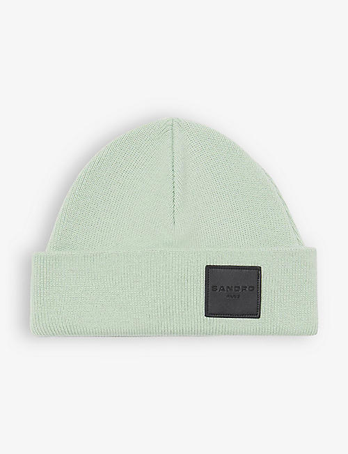 SANDRO: Branded wool-blend beanie hat
