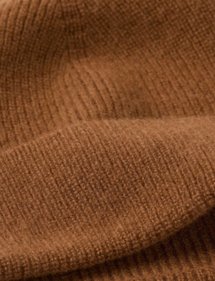 Sandro Mens Cognac Ribbed Cashmere Beanie Hat In Black