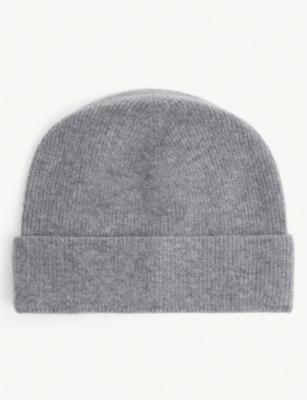 Sandro Ribbed Cashmere Beanie Hat In Noir / Gris