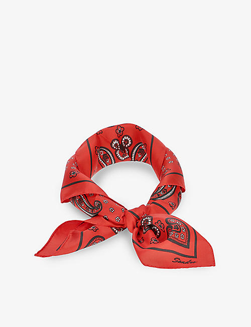 SANDRO: Bandana-print silk scarf