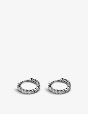 The White Company Womens Platinum Platinum-plated Brass And Zirconia Huggie Earrings In Platinum