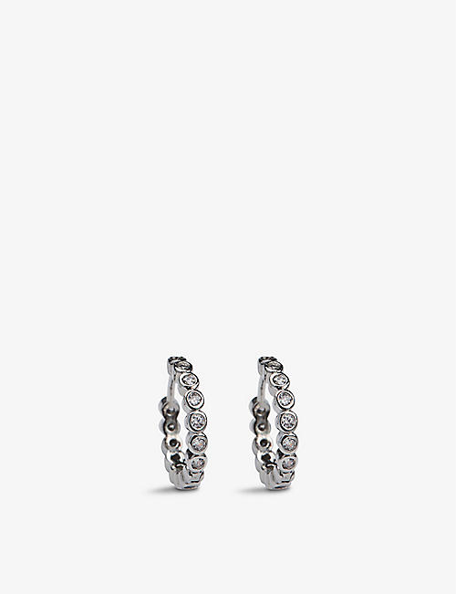 THE WHITE COMPANY: Platinum-plated brass and zirconia huggie earrings