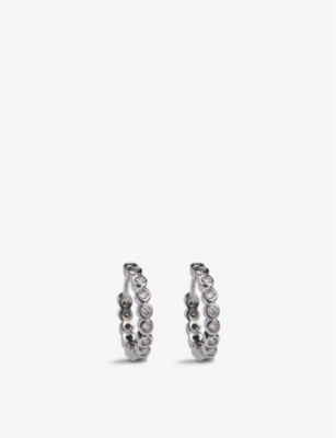 The White Company Womens Platinum Platinum-plated Brass And Zirconia Huggie Earrings In Platinum