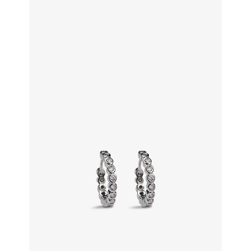 The White Company Womens Platinum Platinum-plated Brass And Zirconia Huggie Earrings