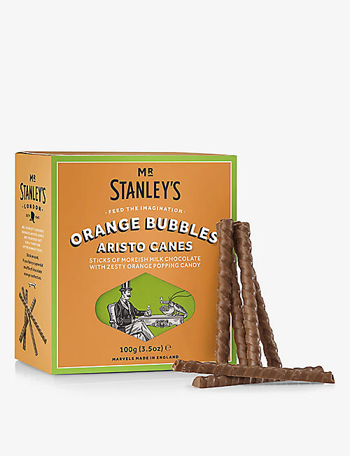 MR STANLEY'S: Orange Bubbles Aristo milk chocolate orange and popping candy canes 100g