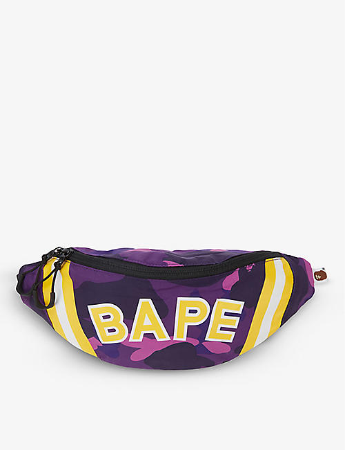 A BATHING APE: Camo logo shell belt bag