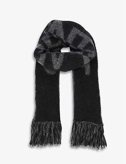 SAINT LAURENT: Brand-print wool-blend scarf