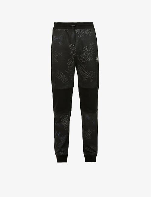 HUGO: Snakeskin-print relaxed-fit tapered-leg cotton-jersey jogging bottoms