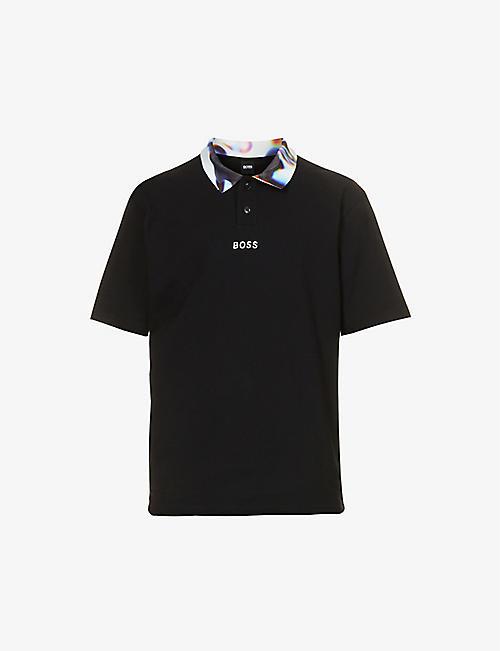 BOSS: Logo-print stretch-cotton polo shirt