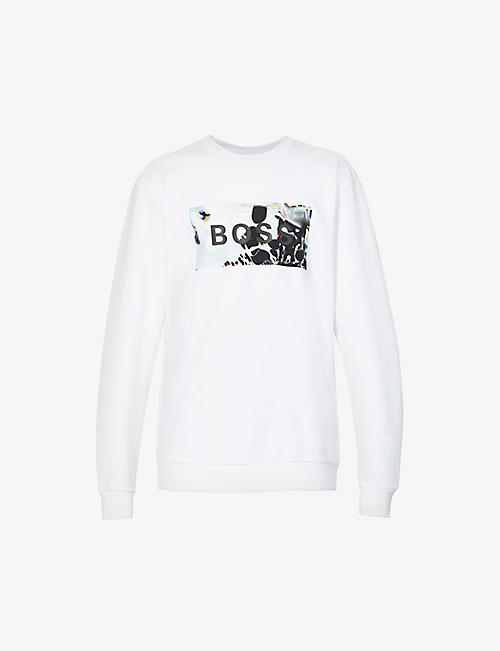 BOSS: Brand-print relaxed cotton-jersey sweatshirt