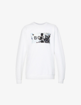 Brand-print relaxed cotton-jersey sweatshirt