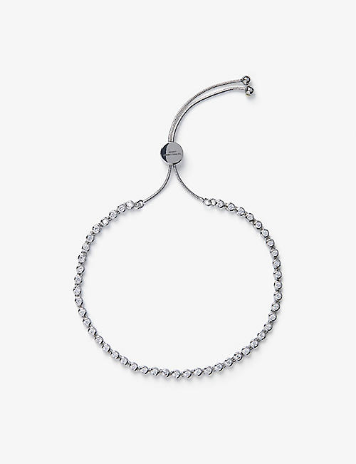 THE WHITE COMPANY: Crystal-encrusted platinum-plated friendship bracelet