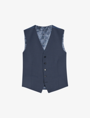 Ted Baker Sinjws Slim-fit Wool-blend Waistcoat In Dk-blue