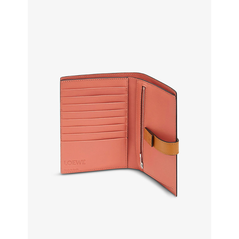 Shop Loewe Logo-debossed Medium Leather Wallet In Light Oat/honey