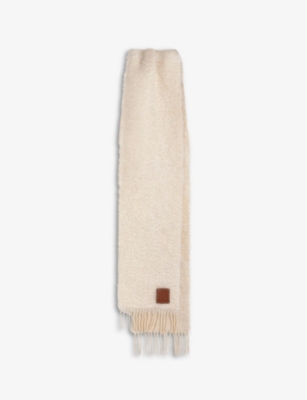 Logo-embossed mohair scarf