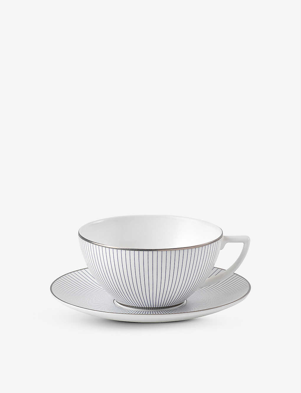 Wedgwood Pinstripe Porcelain Teacup And Saucer Set Of Two
