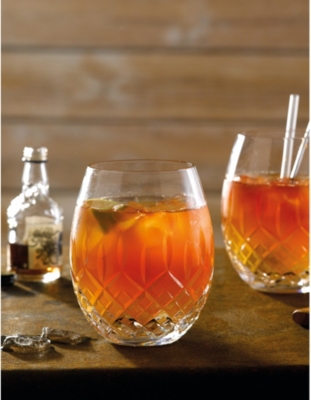 ROYAL DOULTON: Highclere crystal stemless wine glasses set of two