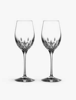 Waterford Lismore Essence Crystal White Wine Glasses Set Of Two