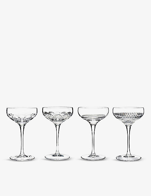 WATERFORD: Mixology crystal champagne coupe glasses set of four