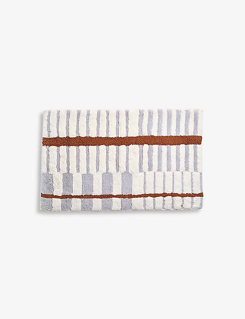 MORROW SOFT GOODS: Tierra abstract-linear pattern cotton bathmat 53cm x 86cm