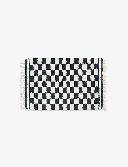 MORROW SOFT GOODS: Azia checked knotted wool rug 61cm x 91.44cm