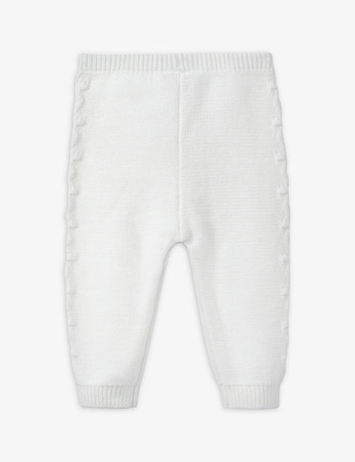 THE LITTLE WHITE COMPANY: Cable-knit trim cotton leggings 0-24 months