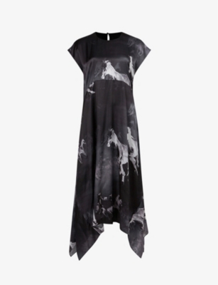 all saints black and white dress AllSaints Tala Check Print Shirt Dress, White, XS
