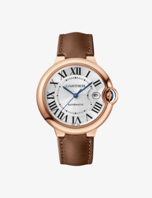 Shop Cartier Womens Pink Gold Crwgbb0051 Ballon Bleu De 18ct Rose-gold And Leather Automatic Watch