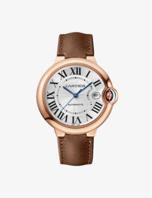 Cartier Womens Pink Gold Crwgbb0051 Ballon Bleu De 18ct Rose-gold And Leather Automatic Watch