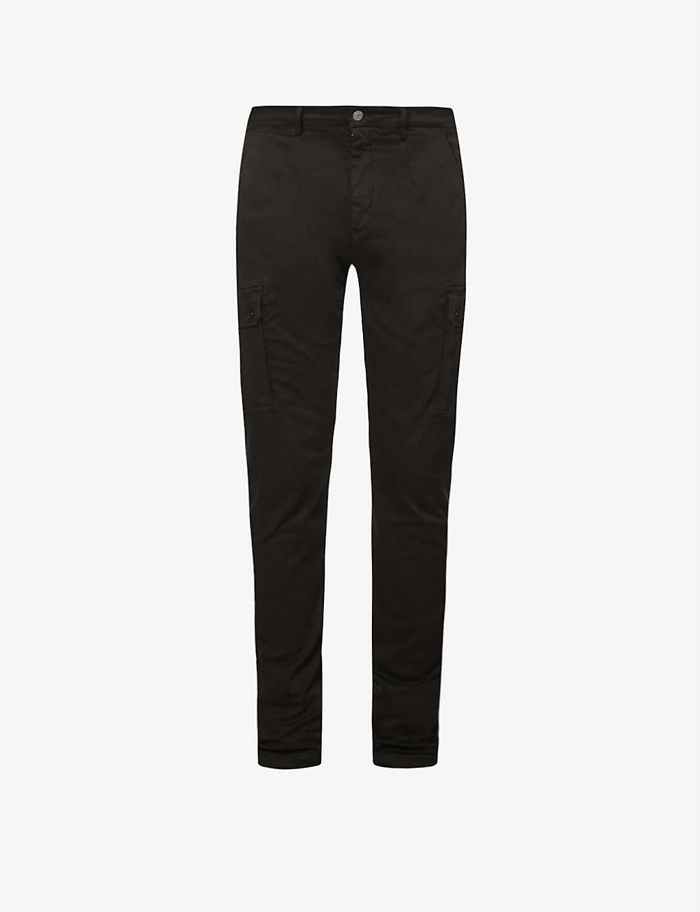 Replay Jaan Hyperflex Slim-fit Slim-leg Cotton-blend Cargo Trousers In Black