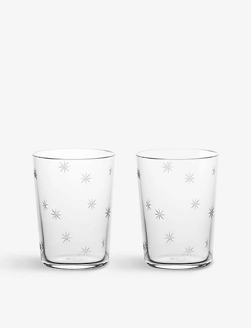 RICHARD BRENDON: Star-engraved mouth-blown crystal shot glasses set of two