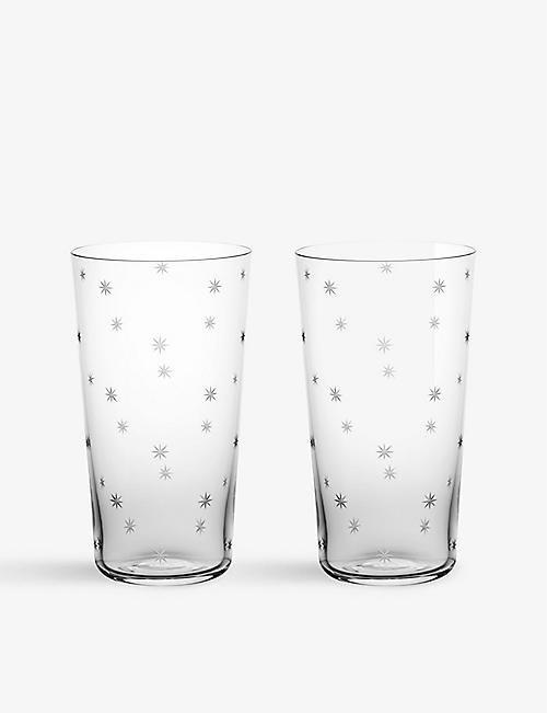 RICHARD BRENDON: Star-engraved mouth-blown crystal highball glasses set of two