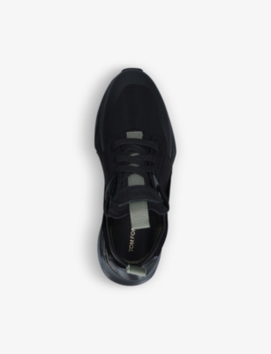 Shop Tom Ford Men's Black/comb Jago Shell And Mesh Low-top Trainers