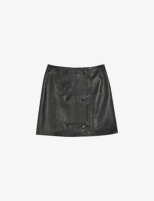 TED BAKER: Sctlnd A-line leather mini skirt