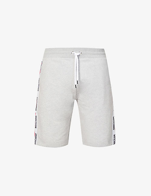 MOSCHINO: Logo-tape slim-fit stretch-cotton shorts