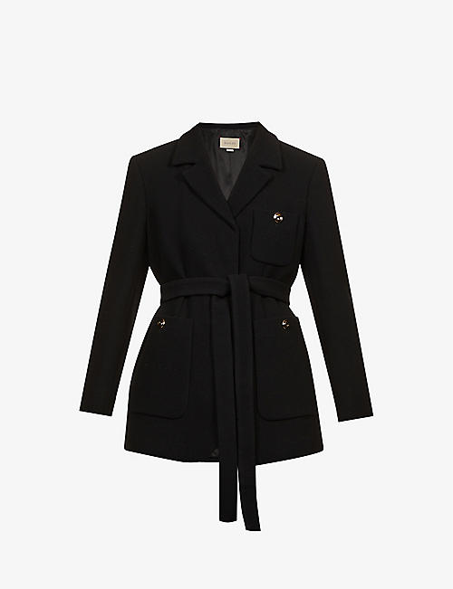 GUCCI: Belted single-breasted wool jacket