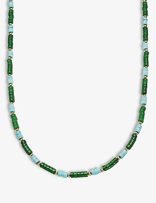 MISSOMA: Multi-coloured 18ct yellow gold-plated brass, turquoise and jade green bead necklace