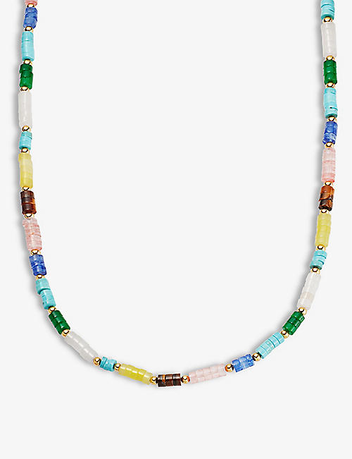 MISSOMA: Multi-coloured 18ct yellow gold-plated brass bead necklace
